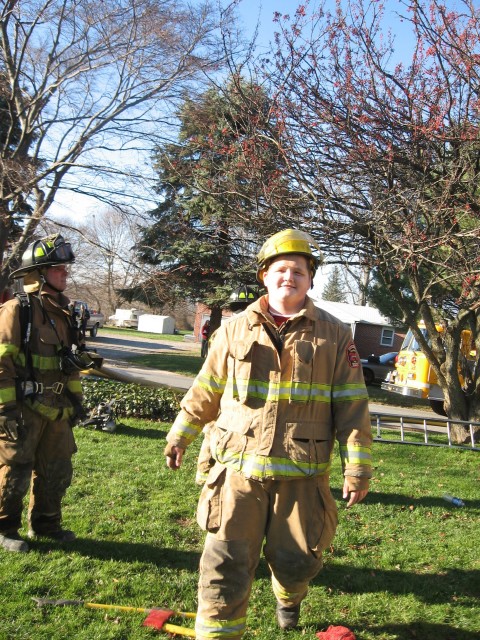 Firefighter Charles Wood on one of his first fires.